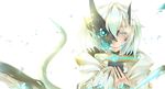  blue_eyes horns original pale_blue short_hair sinlaire tail white_hair 