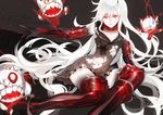  aircraft_carrier_hime breasts cleavage dress kantai_collection kurisu_takumi long_hair navel red_eyes thighhighs white_hair 