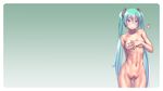  aqua_eyes aqua_hair blush breasts gradient hatsune_miku long_hair navel nude takouji twintails vocaloid 