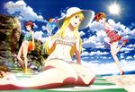  aldnoah.zero asseylum_vers_allusia barefoot beach bikini breasts cleavage eddelrittuo rayet_areash satou_michio scan sky swimsuit 