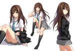  althea_(sakiya0000) brown_hair green_eyes idolmaster idolmaster_cinderella_girls kneehighs long_hair necklace seifuku shibuya_rin shirt skirt tie 