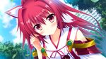  blush clouds game_cg koiken_otome red_hair sky tateha yasukuni_akane 