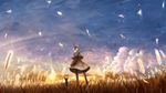  animal boots bou_nin cat clouds dress grass horns original pantyhose scarf scenic sky 