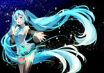  aqua_eyes aqua_hair hatsune_miku long_hair skirt temari_(deae) thighhighs tie twintails vocaloid 