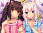  animal_ears black_hair blue_eyes blush brown_eyes cat_smile catgirl chocola_(sayori) choker long_hair nekopara original pink_hair sayori scan twintails vanilla_(sayori) 