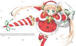  bell blonde_hair christmas green_eyes hat long_hair original santa_costume santa_hat shimesaba_kohada spear twintails weapon 