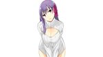  breasts cleavage fate/stay_night matou_sakura persimmon purple_eyes purple_hair white 