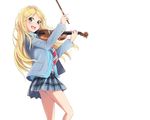  black_eyes blonde_hair blush instrument kimagure_blue long_hair miyazono_kawori seifuku shigatsu_wa_kimi_no_uso skirt tie violin white 
