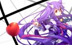  animal_ears apple bell collar fruit kawasaki_toiro long_hair original purple_hair red_eyes ribbons 