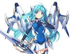  alice_soft armor blue_eyes blue_hair busou_shoujotai_blade☆briders game_cg min-naraken saie_furagu weapon white 