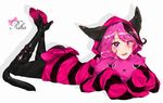  animal_ears bicolored_eyes boots catgirl fang kyogoku_(mariaxnonno) long_hair original pink_hair tail 
