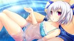  ano_harewataru_sora_yori_takaku bikini chiri_(atlanta) chuablesoft game_cg gray_hair pink_eyes pool reimei_kaho short_hair swimsuit water 