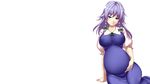  blue_eyes braids dress izayoi_sakuya pregnant purple_hair ribbons touhou tro white 