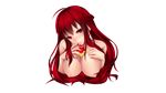  breasts cleavage elesis_(elsword) elsword fi-san long_hair nipples red_eyes red_hair 