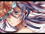  blue_eyes blue_hair flowers hatsune_miku long_hair mao723 vocaloid 
