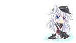  animal_ears blue_eyes catgirl chibi hat hibiki_(kancolle) kantai_collection long_hair seifuku tail white_hair yonerinoko_(banberabu) 