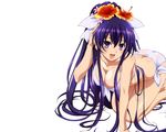  bikini breasts cleavage date_a_live erect_nipples long_hair ponytail purple_hair swimsuit white yatogami_tohka 