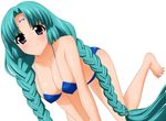  bikini braids breasts canal_volphied cleavage erect_nipples green_hair long_hair lost_universe sugimura_tomokazu swimsuit wave_ride 