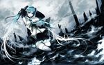  aaru aqua_eyes aqua_hair hatsune_miku long_hair skirt thighhighs tie twintails vocaloid zettai_ryouiki 