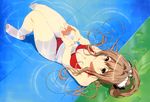  amagi_brilliant_park bikini blush breasts brown_hair cleavage long_hair ponytail pool scan sento_isuzu swimsuit water 