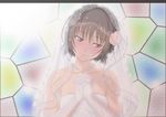  amagami blush brown_eyes brown_hair flowers h.i.t_(59-18-45) nanasaki_ai necklace short_hair wedding_attire 