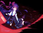  bow erimu long_hair original purple_hair red_eyes skirt sword tattoo thighhighs weapon zettai_ryouiki 