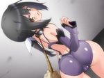  black_hair cameltoe collar crying fate/kaleid_liner_prisma_illya jpeg_artifacts miyu_edelfelt skintight yellow_eyes 