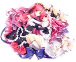  2girls dress homarerererere knife long_hair pink_eyes pink_hair sound_voltex 