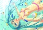  akisorapx animal aqua_eyes aqua_hair bikini blush breasts bubbles cleavage fish hatsune_miku long_hair navel swimsuit twintails underwater vocaloid water 