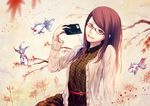  animal book fish glasses kamishiro_rize long_hair oki_(koi0koi) red_eyes red_hair tokyo_ghoul 