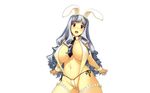  animal_ears bikini breasts bunny_ears bunnygirl idolmaster long_hair photoshop pink_eyes shijou_takane stockings swimsuit white yn_red 