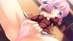  blue_eyes breasts game_cg momoiro_seiheki_kaihou_sengen! nipples ooe_otoha open_shirt panties pink_hair rinka_(yuyutei) seifuku short_hair softhouse-seal_grandee spread_legs underwear 