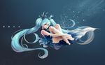  aqua_hair banananana barefoot deep-sea_girl_(vocaloid) hatsune_miku long_hair twintails underwater vocaloid water 