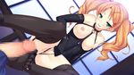  ayase_hazuki breasts censored footjob game_cg gloves green_eyes kamidere long_hair nipples orange_hair penis pussy tokunaga_hoshino 