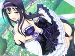  1girl apron areolae ass black_hair blush breast_hold breasts breasts_outside brown_eyes censored doggystyle faceless faceless_female game_cg hetero iizuki_tasuku izumi_wakoto large_breasts long_hair lovely_x_cation_2 maid maid_apron mosaic_censoring nipples open_mouth panties panties_aside penis sex underwear 