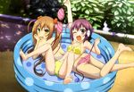  2girls barefoot bikini blush furukawa_hideki higashihonhan_sanae megami nijino_yurika rokujyouma_no_shinryakusha scan swimsuit topless wink 
