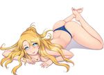  aqua_eyes ass barefoot blonde_hair breasts cleavage long_hair mahito necklace panties ponytail ridia_irving underwear wizard_links 