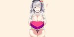  aqua_eyes blush breasts cleavage gray_hair hewsack kantai_collection kashima_(kancolle) panties twintails underwear upskirt valentine 