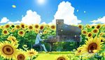  arima_kousei black_hair clouds flowers instrument male miyazono_kawori piano sanaa shigatsu_wa_kimi_no_uso sky sunflower 
