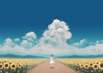  clouds dress flowers hat matsuki_(mikipingpong) original scenic sky summer sunflower 