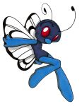  2006 antennae blue_body butterfree female insect_wings junichan looking_at_viewer nintendo pok&eacute;mon pok&eacute;mon_(species) pok&eacute;morph purple_body red_eyes simple_background solo traditional_media_(artwork) two_tone_body video_games white_background wings 