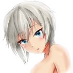  absurdres anastasia_(idolmaster) bare_shoulders blue_eyes highres idolmaster idolmaster_cinderella_girls muutsu_(maxwell0916) open_mouth short_hair silver_hair sketch solo 