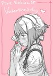  bad_id bad_twitter_id fire_emblem fire_emblem_if hairband heart kozaki_yuusuke monochrome sakura_(fire_emblem_if) solo valentine 