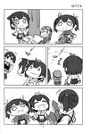  comic fairy_(kantai_collection) greyscale highres hiryuu_(kantai_collection) kaga_(kantai_collection) kantai_collection monochrome multiple_girls page_number shishigami_(sunagimo) souryuu_(kantai_collection) translation_request type_99_dive_bomber younger 