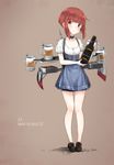  alcohol alternate_costume beer bottle brown_eyes cleazul dirndl full_body german_clothes highres holding holding_bottle kantai_collection oktoberfest short_hair simple_background snack solo z3_max_schultz_(kantai_collection) 