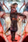  armor bard_(the_hobbit) beard black_hair blue_eyes boots deviantart_sample facial_hair gloves image_sample long_hair male_focus mustache saiga_tokihito solo sword the_hobbit weapon 