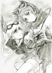  animal_ears bad_id bad_pixiv_id camera goggles goggles_on_head greyscale hanna-justina_marseille head_wings highres japanese_clothes katou_keiko kisetsu long_hair military military_uniform monochrome multiple_girls scarf striker_unit tail traditional_media uniform world_witches_series 