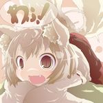  animal_ears bad_id bad_pixiv_id doromizu fang inubashiri_momiji sleeves_past_wrists slit_pupils solo speech_bubble tail tail_wagging touhou wolf_ears wolf_tail 