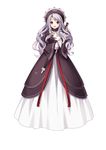  atelier_(series) dress gown long_hair long_sleeves official_art open_mouth pamela_ibiss red_eyes silver_hair simple_background solo trinity_universe tsunako umbrella white_background 