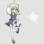  bad_id bad_pixiv_id blonde_hair frog grey_eyes jewelry mary_janes moriya's_iron_rings moriya_suwako ring shoes shyu-indigo smile solo thighhighs touhou white_legwear 